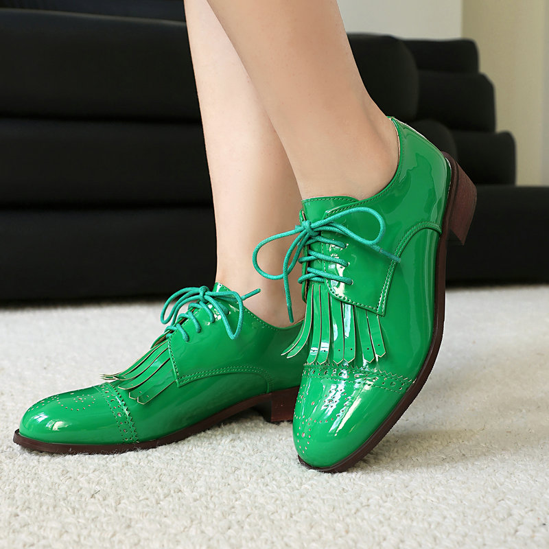 Oxford Lace Up Women - Patente couro do plutônio rosa verde