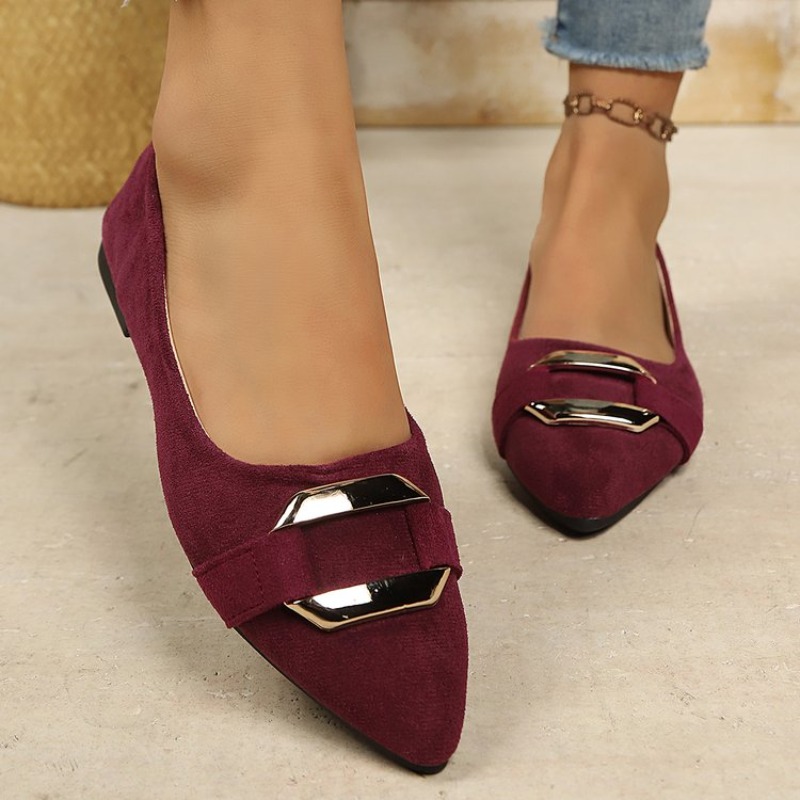 Women'S Shoes Clogs - Sapatos Planos de Camurça com Bico