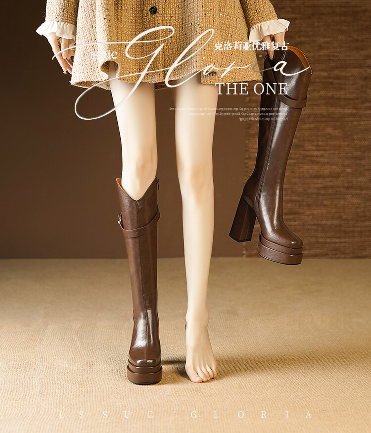 Knee High Boots Women - Botas de cano alto de couro