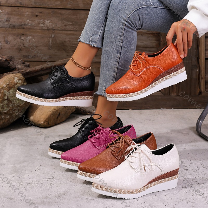 Sapatos Oxford de Couro com Ca - Oxford Lace Up Women avaliação e preço