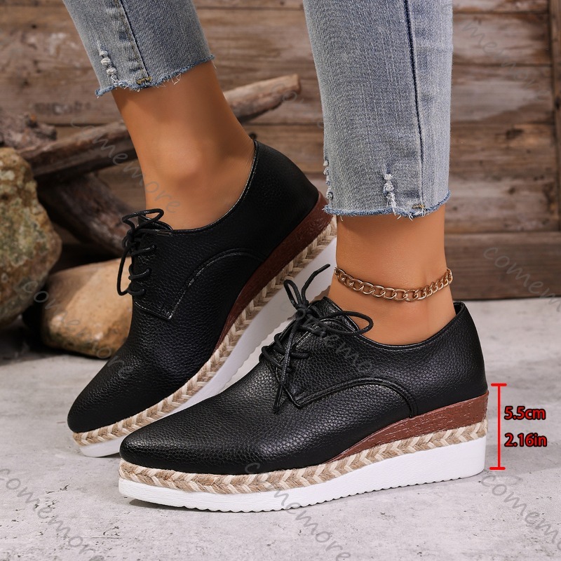 Sapatos Oxford de Couro com Ca - Oxford Lace Up Women avaliação e preço