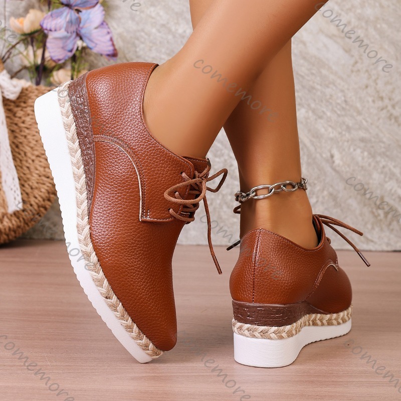 Sapatos Oxford de Couro com Ca - Oxford Lace Up Women avaliação e preço