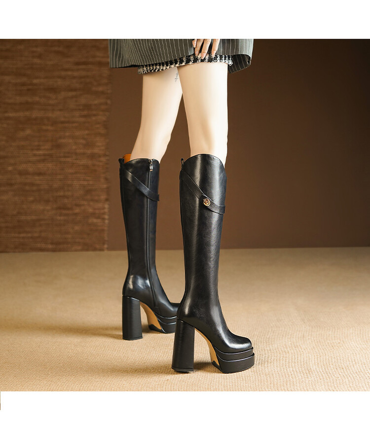 Botas de cano alto de couro ma - Knee High Boots Women avaliação e preço