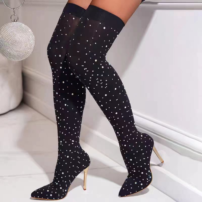 Strass perna fina estiramento  - Sock Boot Women avaliação e preço