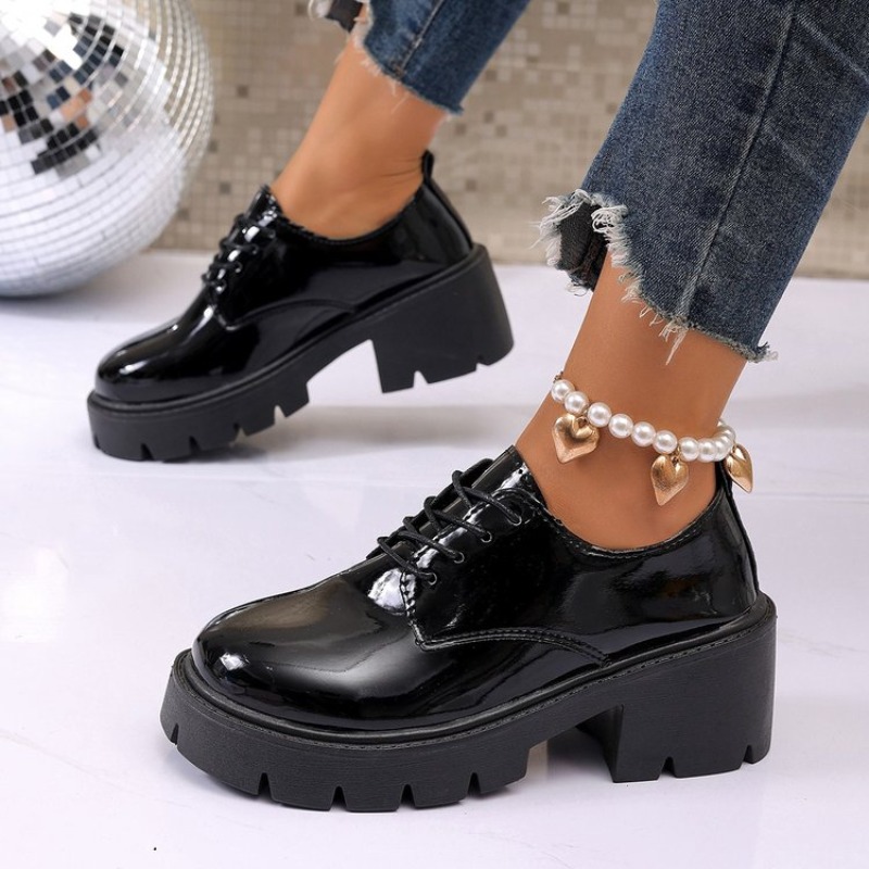 Novos Sapatos Femininos de Pla - Oxford Lace Up Women avaliação e preço