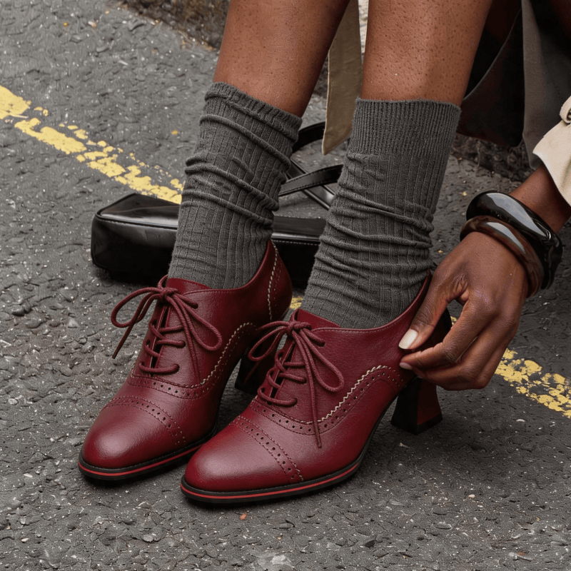 Sapatos Oxford femininos de co - Oxford Lace Up Women avaliação e preço