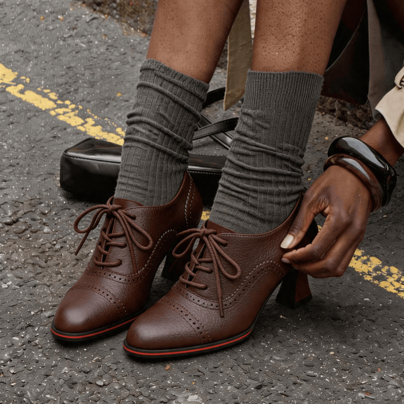 Sapatos Oxford femininos de co - Oxford Lace Up Women avaliação e preço
